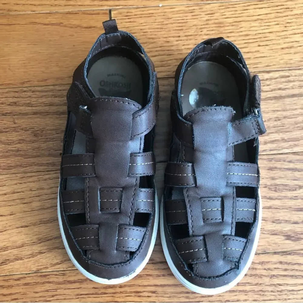 Oshkosh B’Gosh Cilan Closed Toe Casual Brown White Sandals Toddler Boy’s Size 12